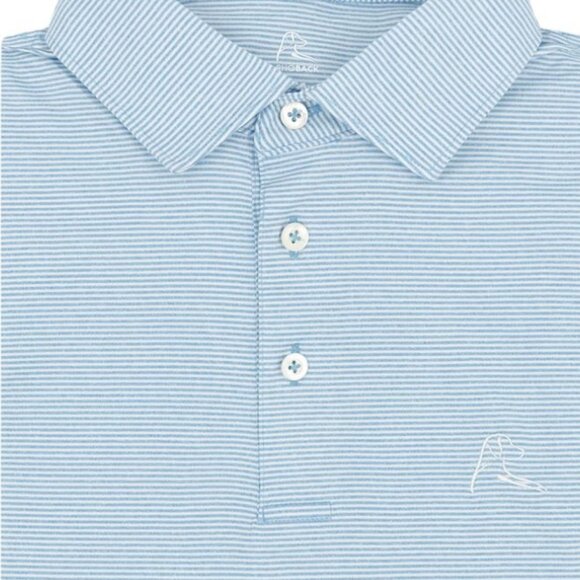 Rhoback Whaler Heather Stripe Performance Long Sleeve Polo Sz Lg - Picture 1 of 5